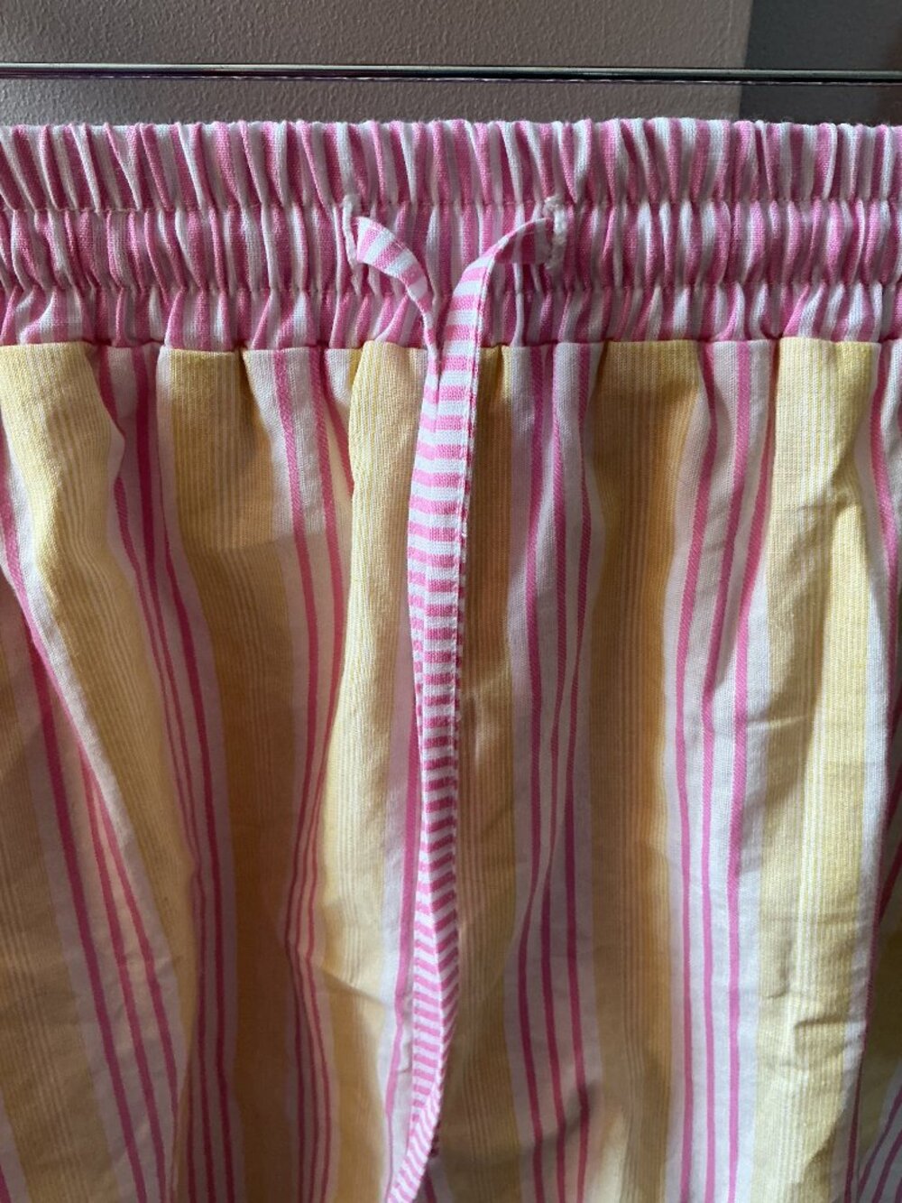 NWT Very J Pink & Yellow Striped Matching Lounge Set | Button Down Top + Shorts - Picture 3 of 9